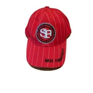 San Francisco Lanza Men’s Red White Pinstriped Adjustable Strapback Cap Hat